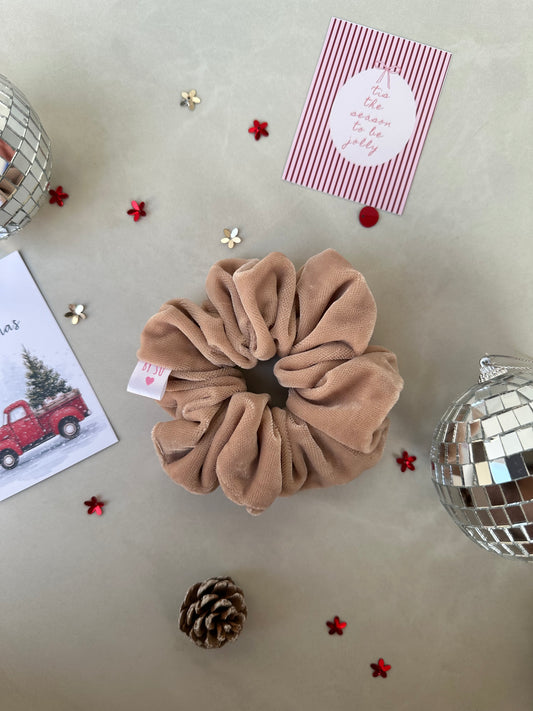 Sand Blossom Velvet Scrunchie