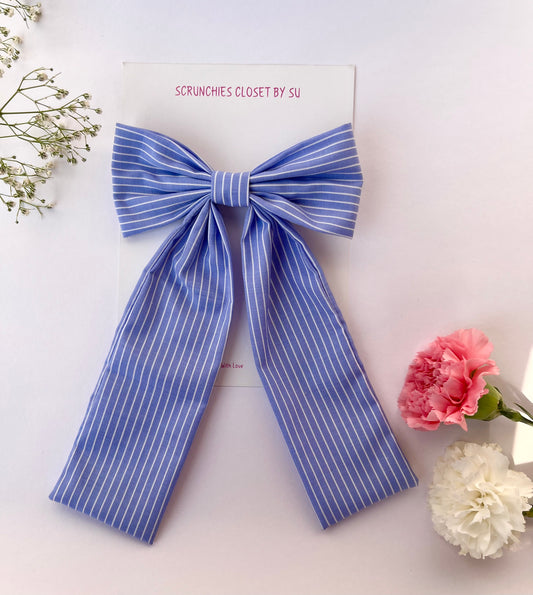 Classic Blue Striped Tailbow
