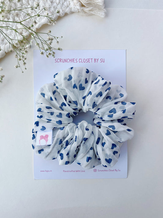Blue Heart Scrunchie