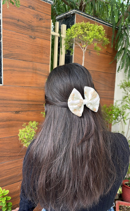 Organza Embroidered Double Layered Hairbow