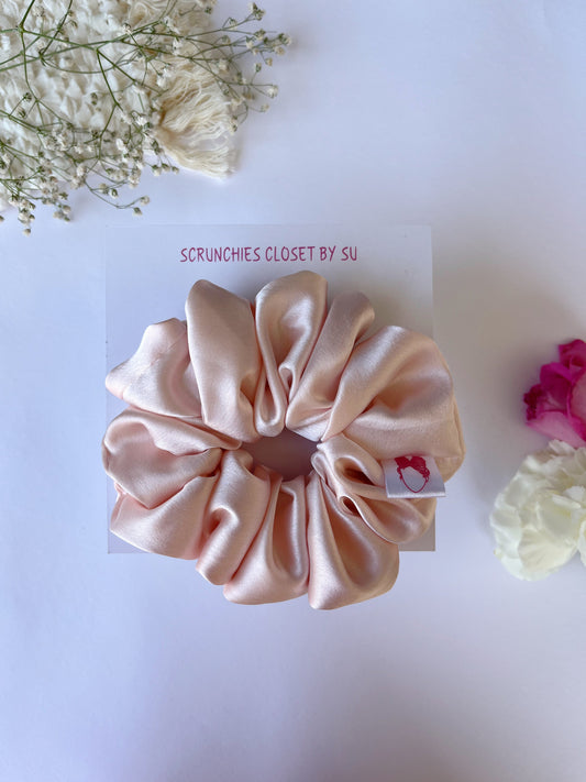 Baby Pink Satin Scrunchie