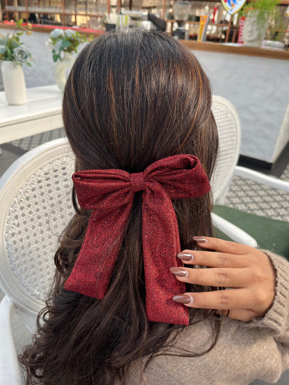 Rosette Red Shimmer Bow