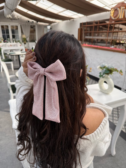 Rosy Pink Shimmer Bow