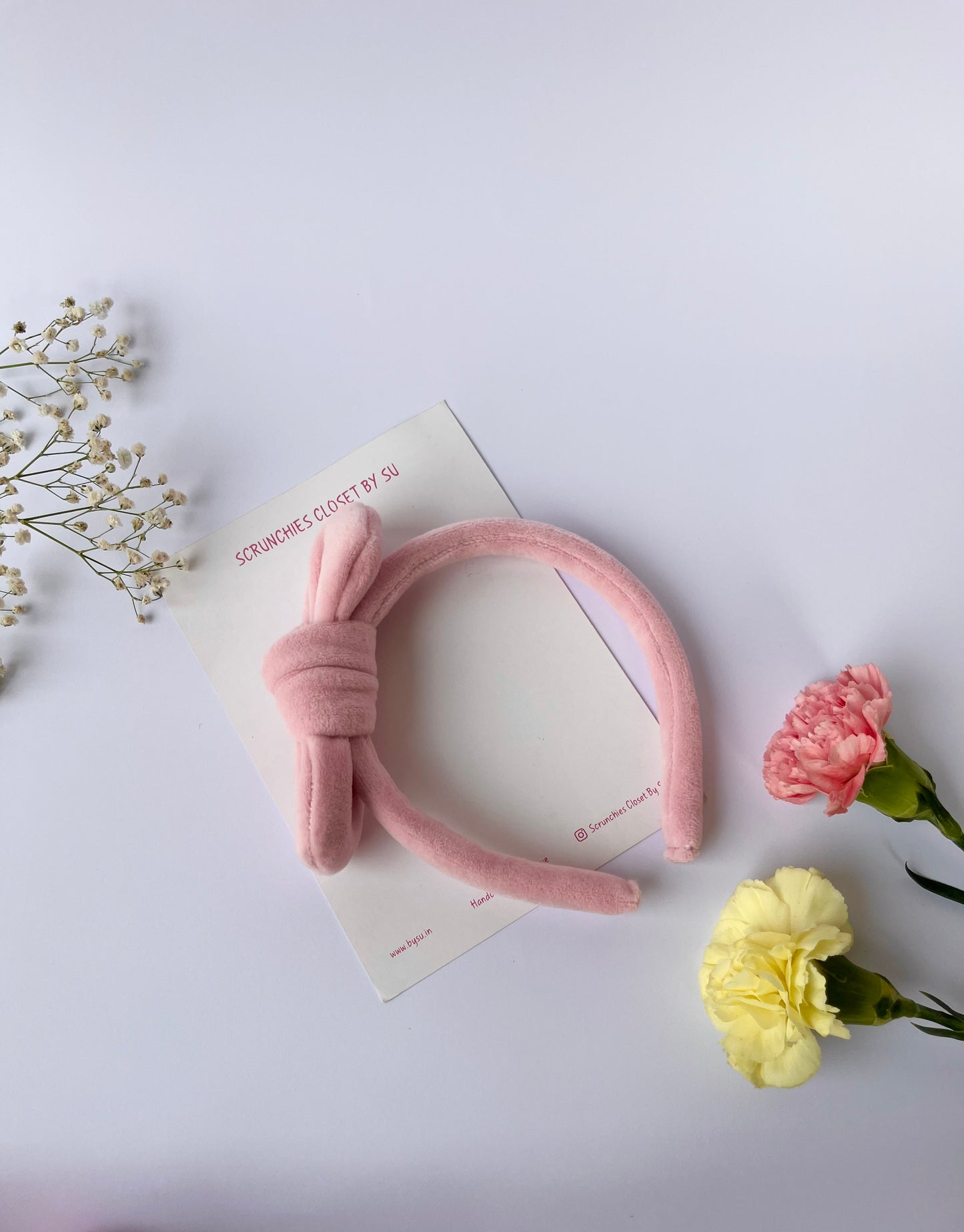 Baby Pink Velvet Bow Hairband