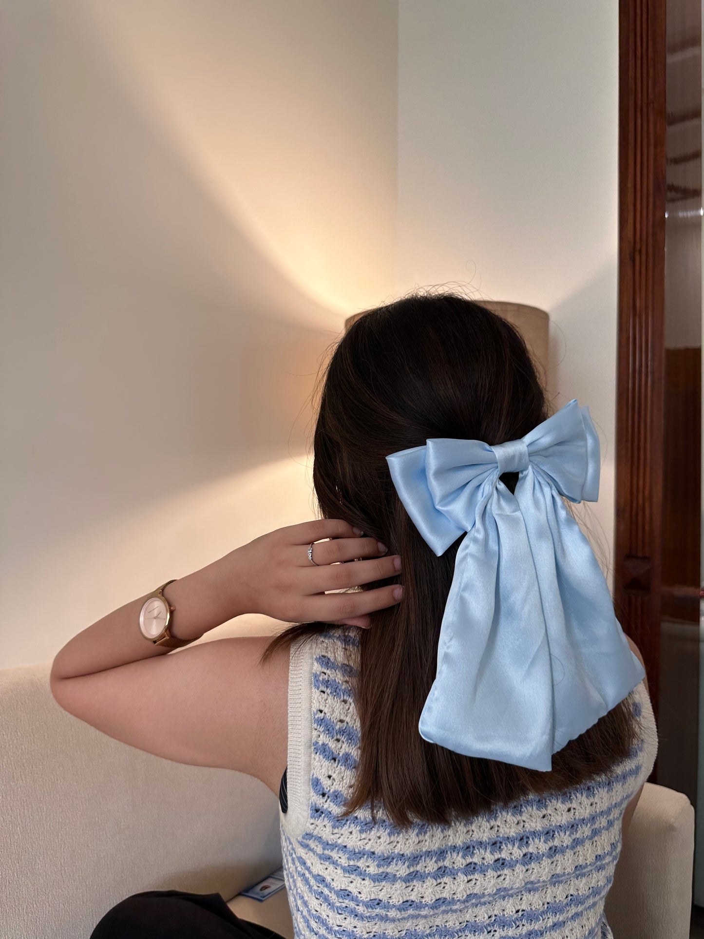 Powder Blue luxe Satin Tailbow