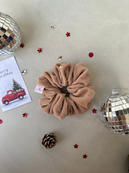 Sand Blossom Velvet Scrunchie