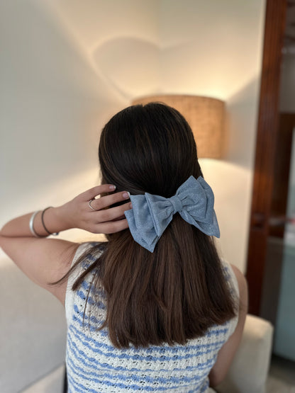 Blue Triple Layered Glitter Bow