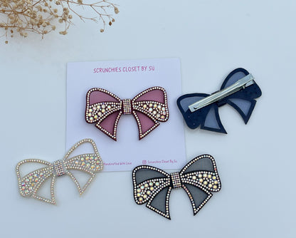 Navy Blue Bejewelled Bow