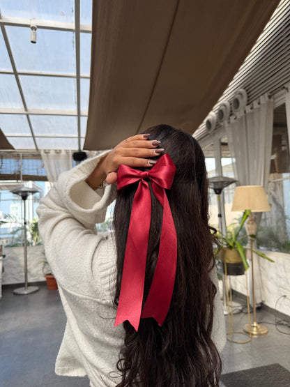 Red Rosefall Ribbon Bow