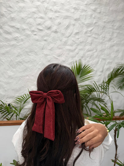 Rosette Red Shimmer Bow