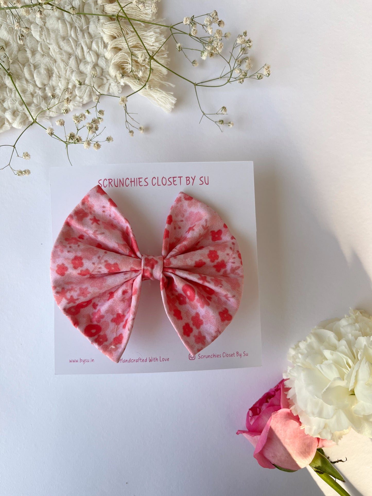 Pink Floral Classic Hairbow