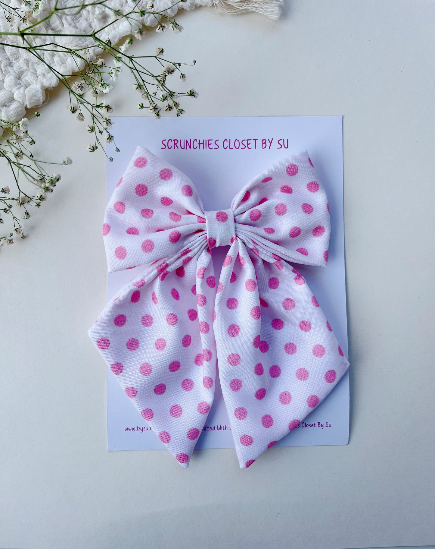 Baby Pink Polka Tailbow