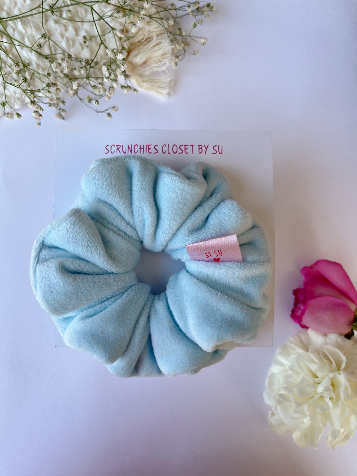 Sky Blue Velvet Scrunchie