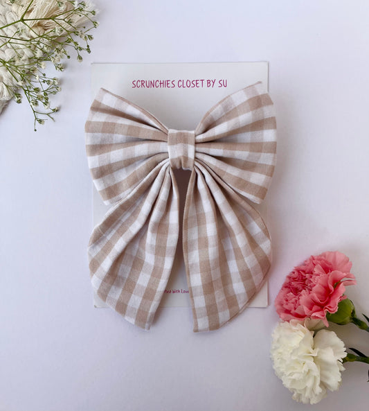 Beige Gingham Tailbow