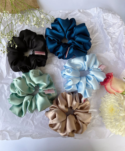 Satin Scrunchies Pack of 5 - Glam