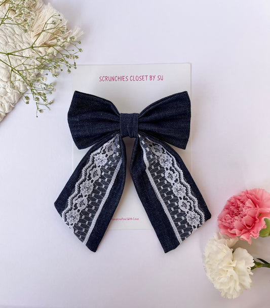 Denim Lace Tailbow