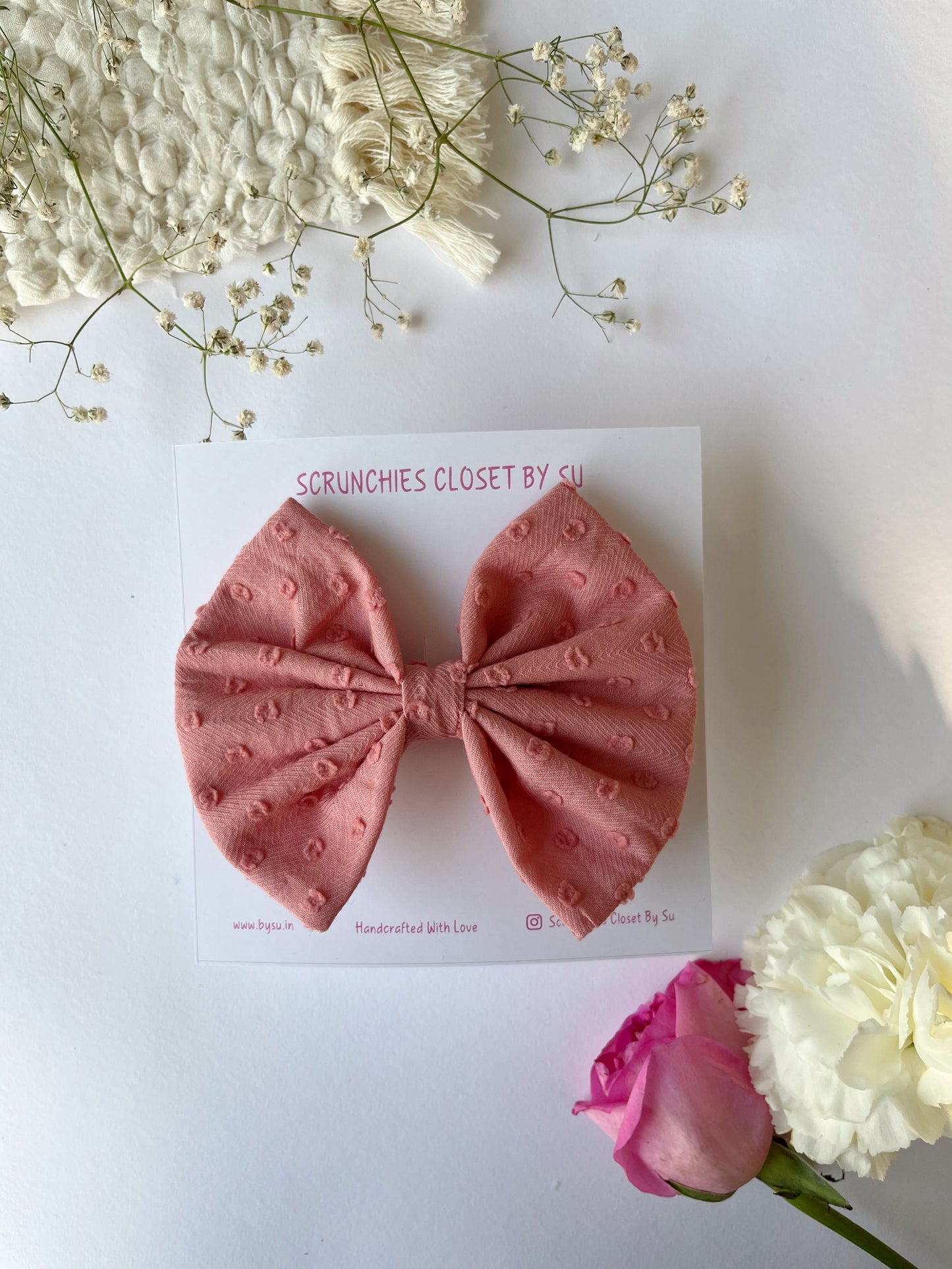 Pink Textured Classic Hairbow