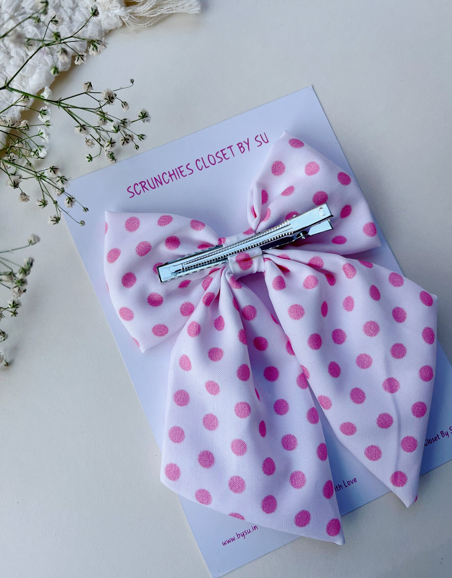 Baby Pink Polka Tailbow