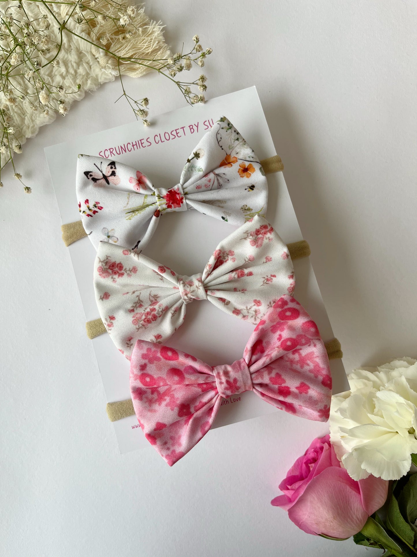 Flowerchild Nylon Bow Headband Combo