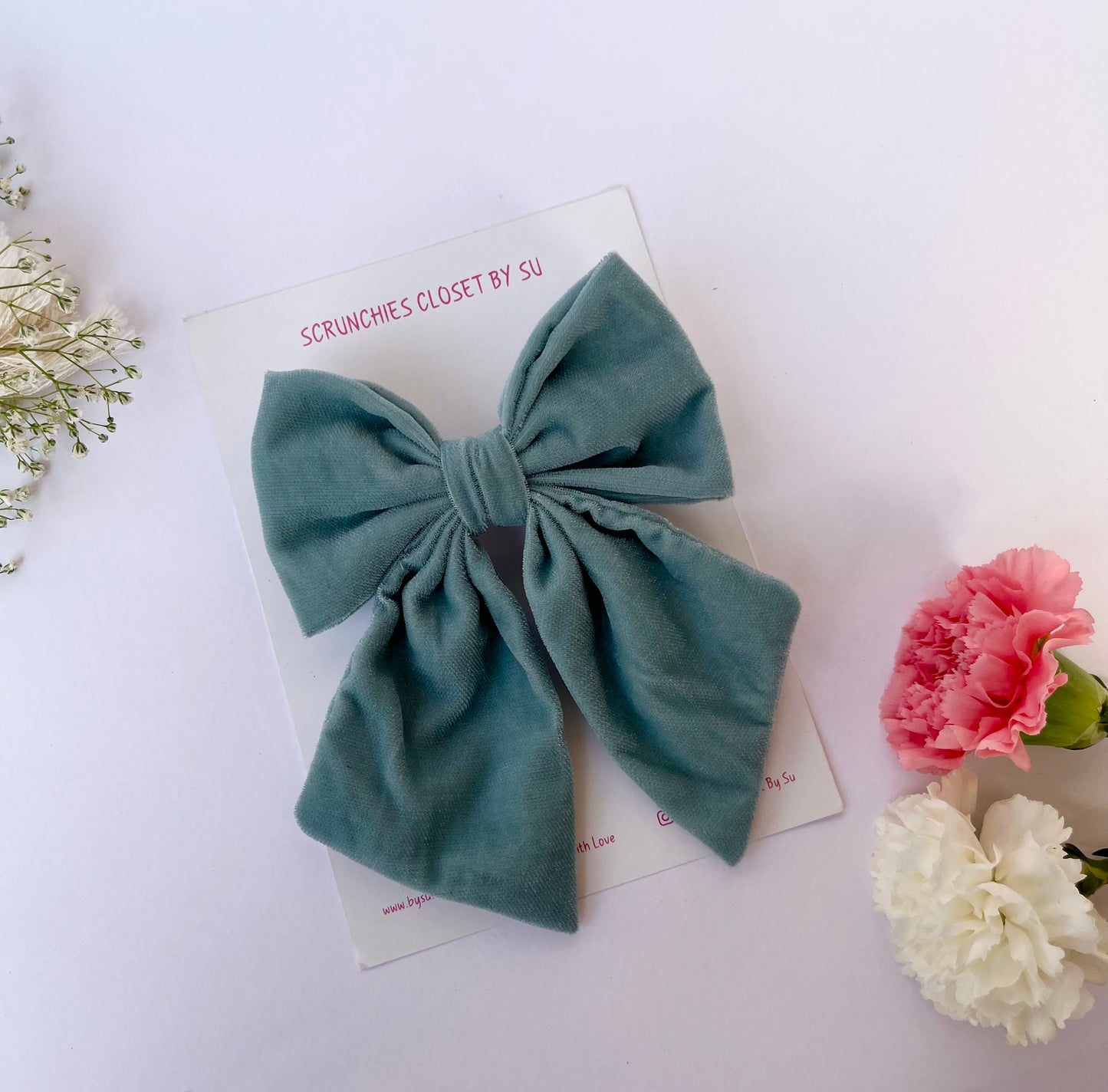Sage Green Velvet Tailbow