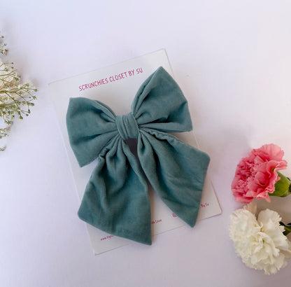 Sage Green Velvet Tailbow