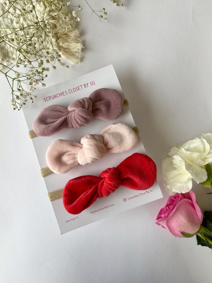 Bunny Ear Velvet Nylon Bow Headband