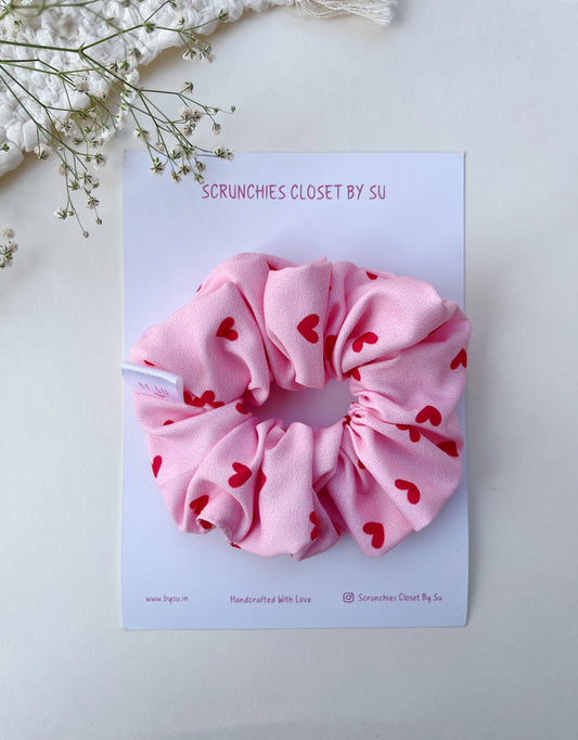 Pink Heart Scrunchie