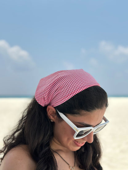 Pink Checkered Head Scarf Bandana