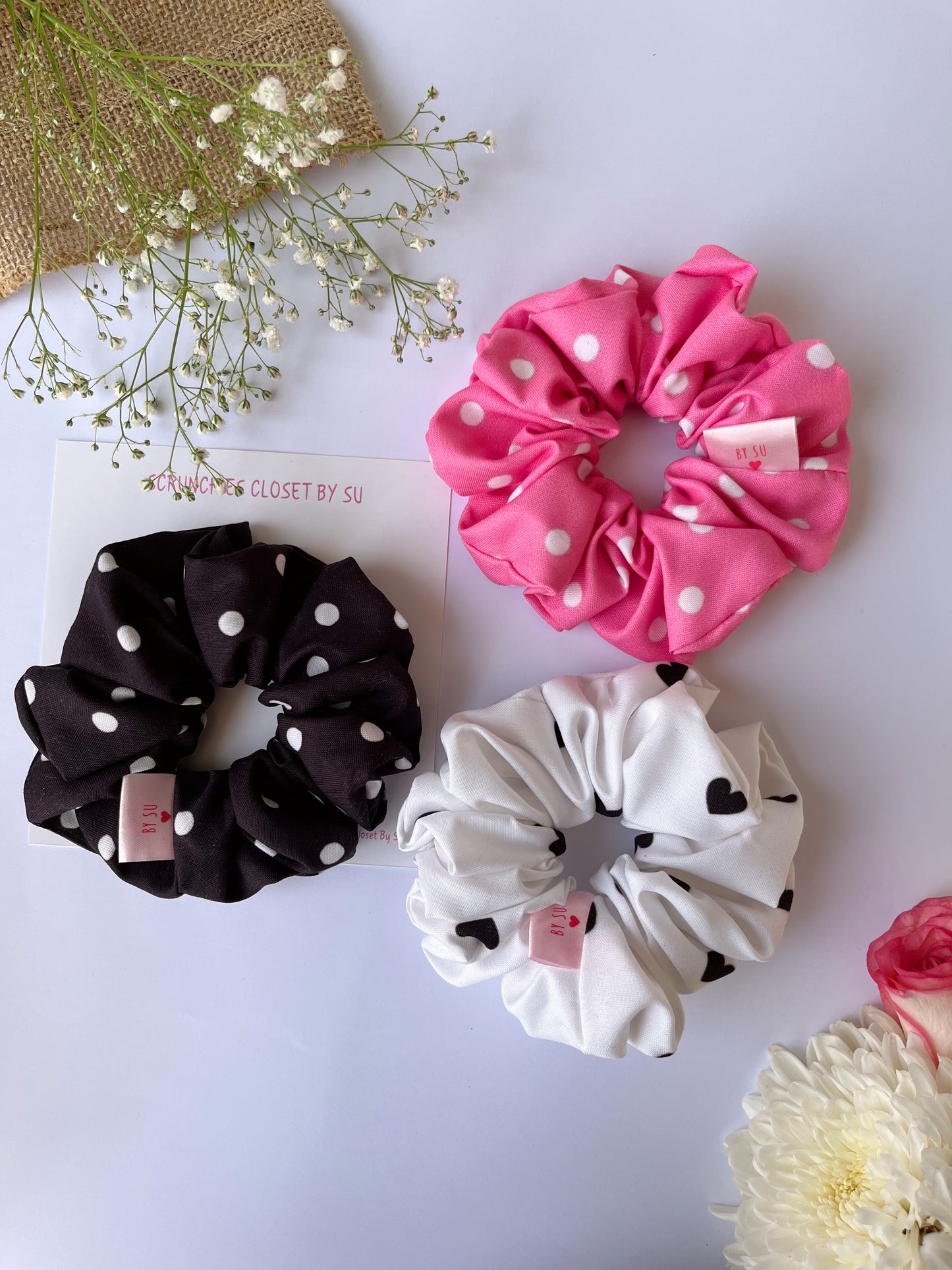 Cotton Scrunchies Pack of 3 - Dotted Love