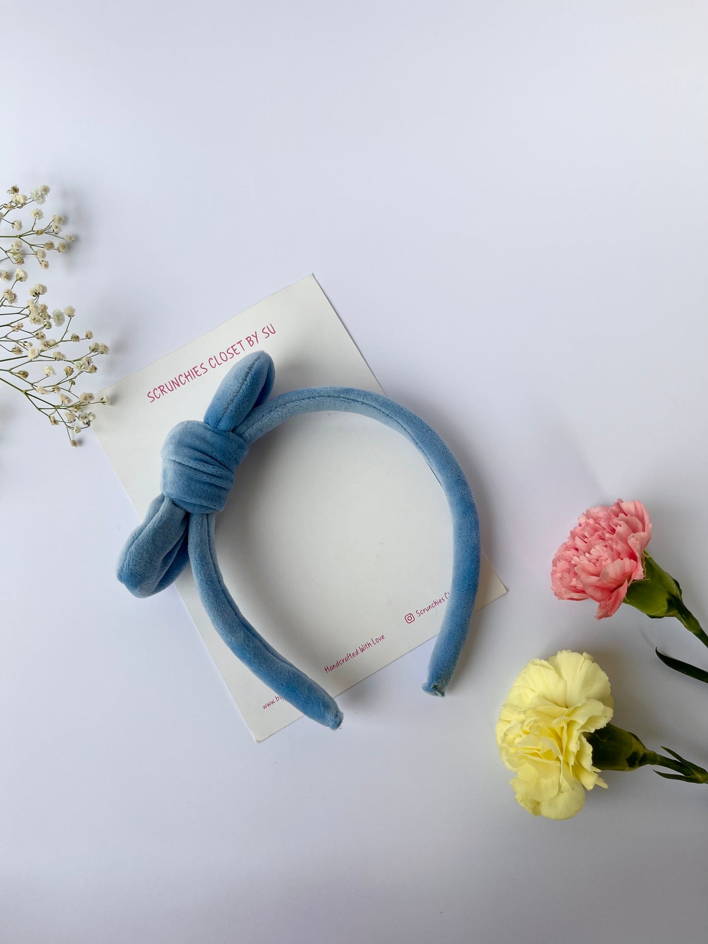 Ice Blue Velvet Bow Hairband