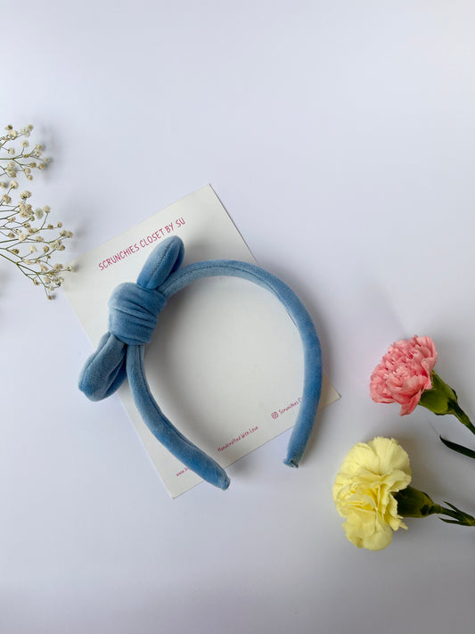 Ice Blue Velvet Bow Hairband