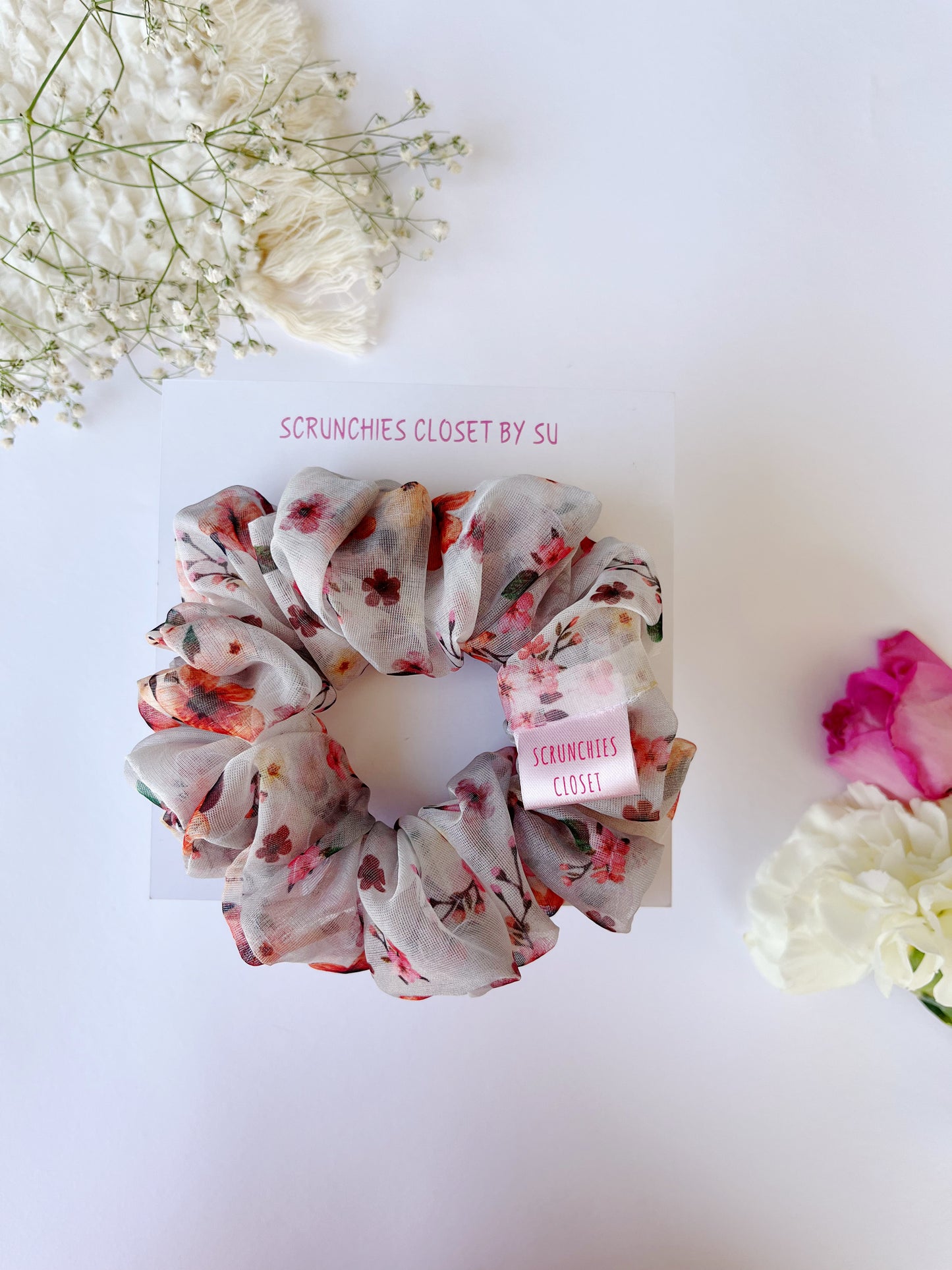 Floral Organza Scrunchie