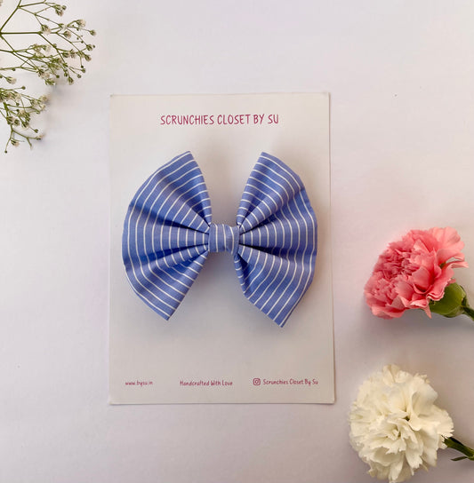 Classic Blue Striped Bow