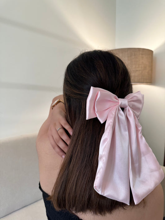 Baby Pink Luxe Satin Tailbow