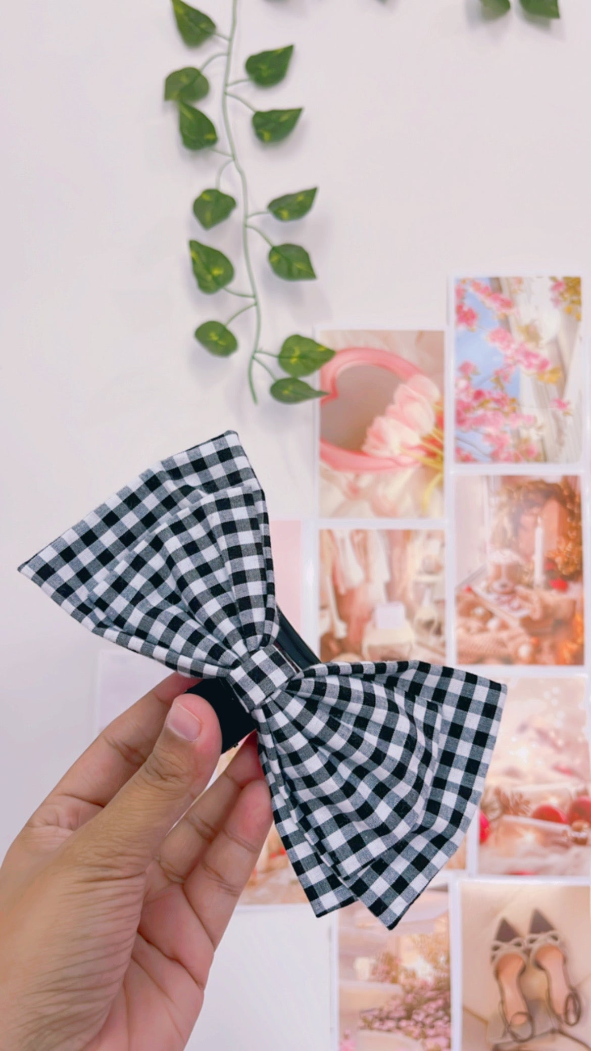 Gingham Double Bow Hair Claw