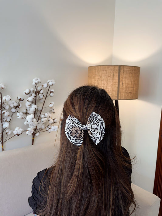 Animal Print Crepe Hairbow