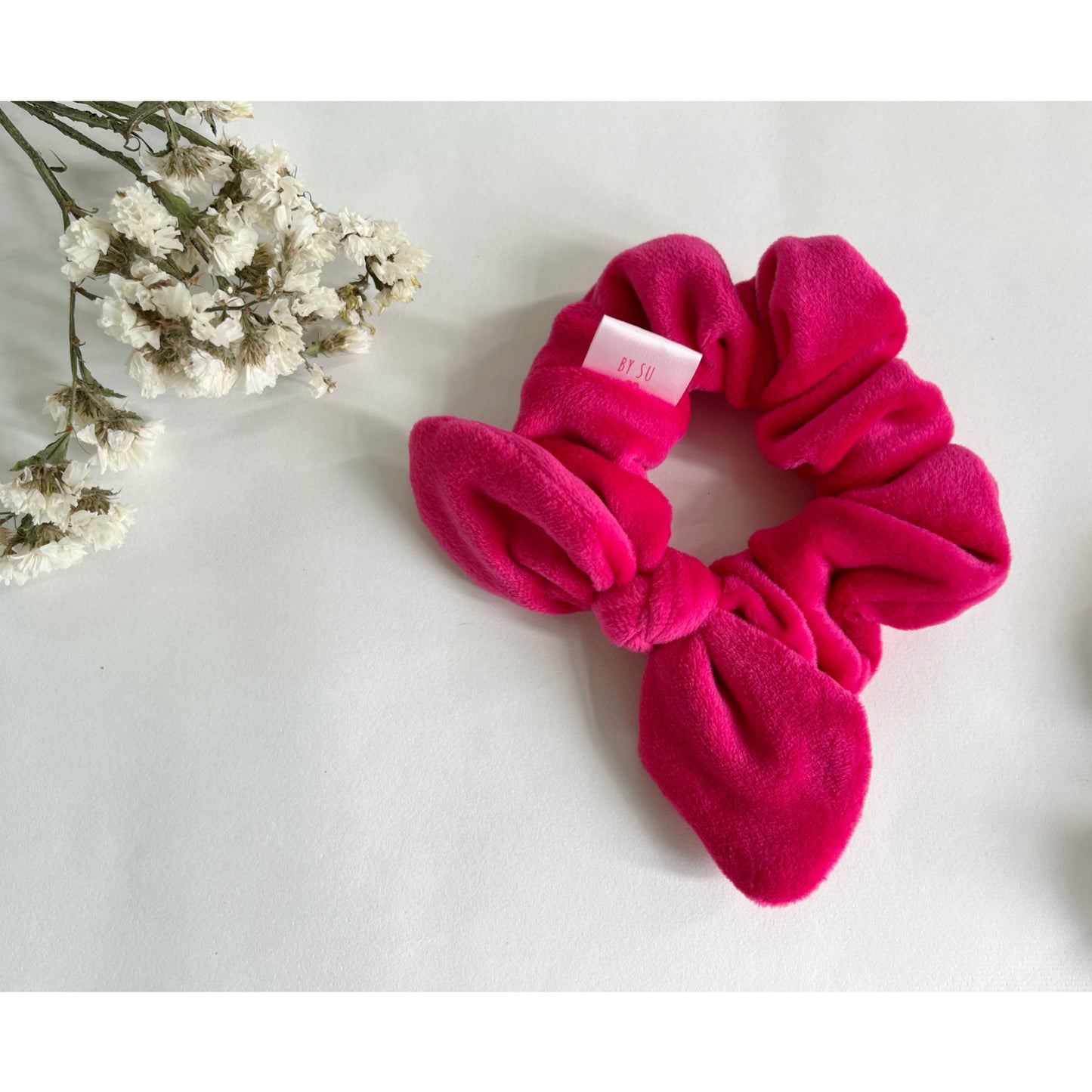 Hot Pink Velvet Bunny Scrunchie