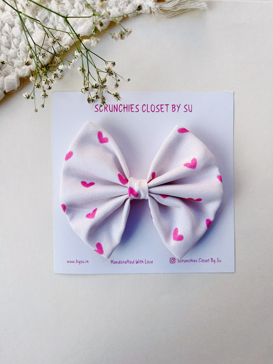 Baby Pink Heart Classic Bow