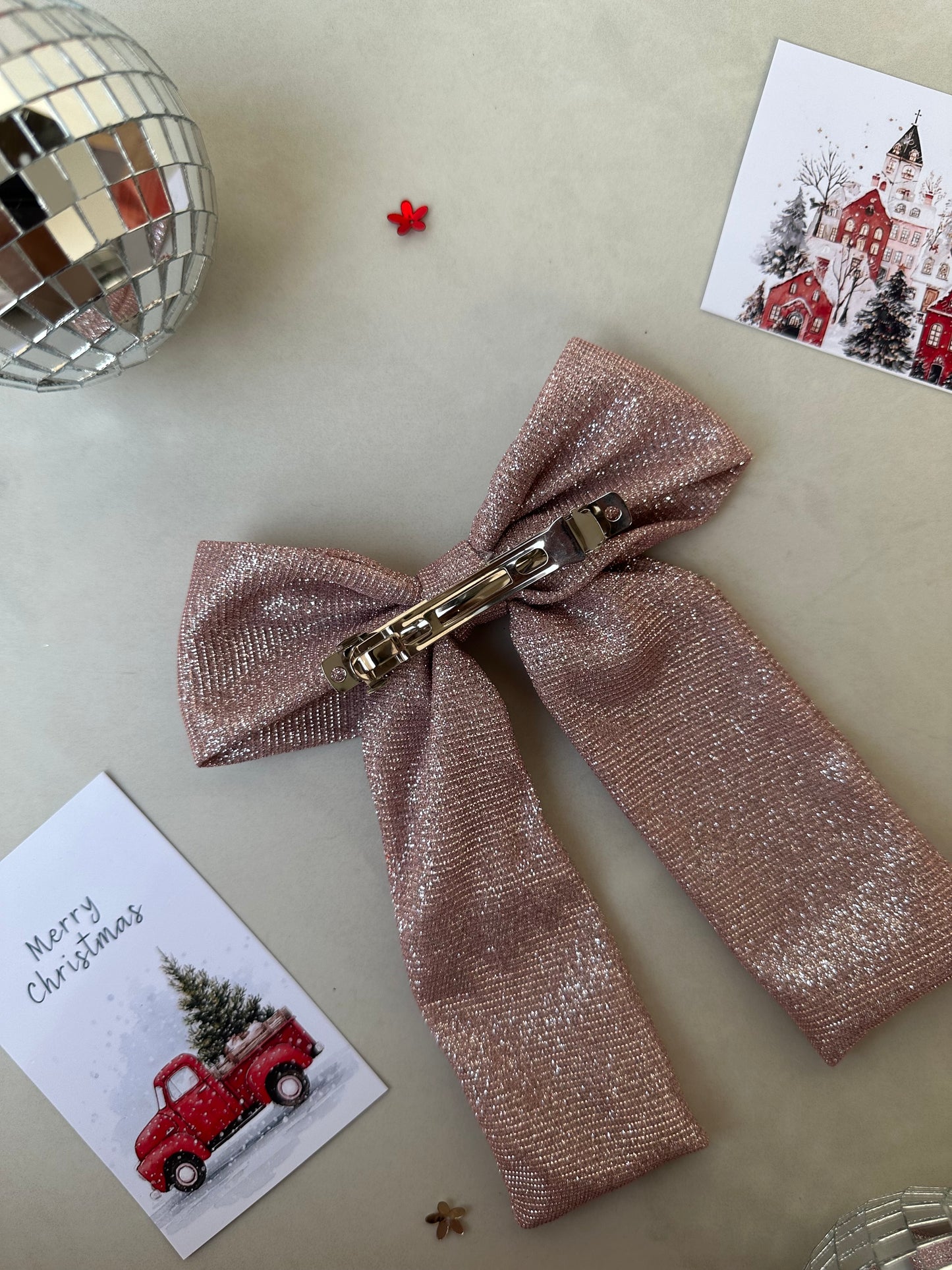 Rosy Pink Shimmer Bow