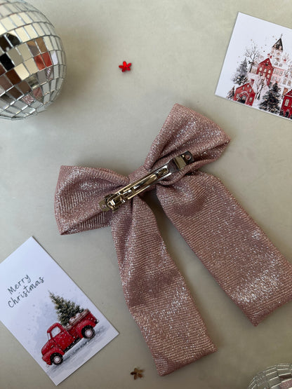 Rosy Pink Shimmer Bow