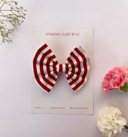 Red Striped Classic Bow