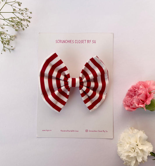 Red Striped Classic Bow