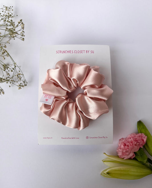 Dusty Peach Satin Scrunchie