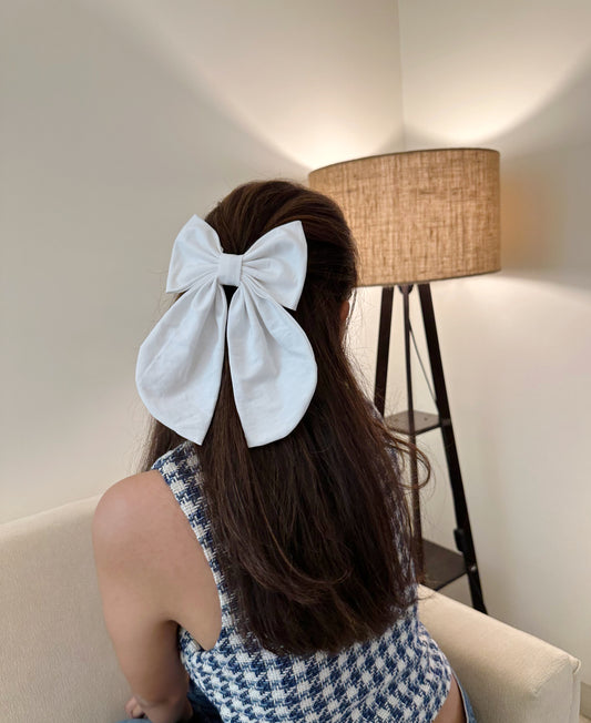 White Denim Tail Bow