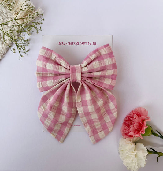 Angel Pink Gingham Tailbow