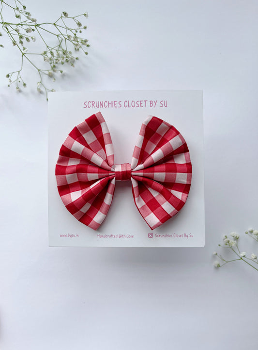 Cherry Gingham Classic Bow