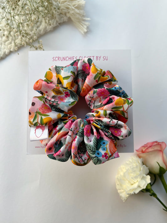 Floral Garden Satin Scrunchie