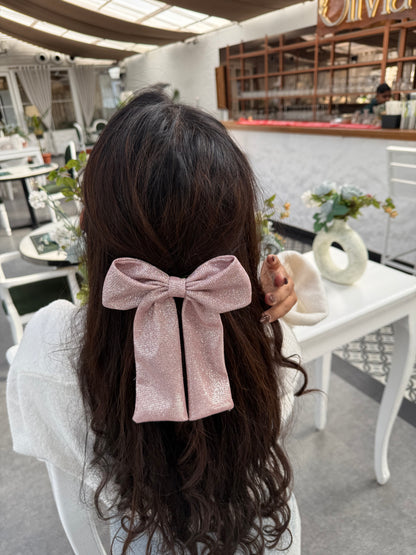 Rosy Pink Shimmer Bow