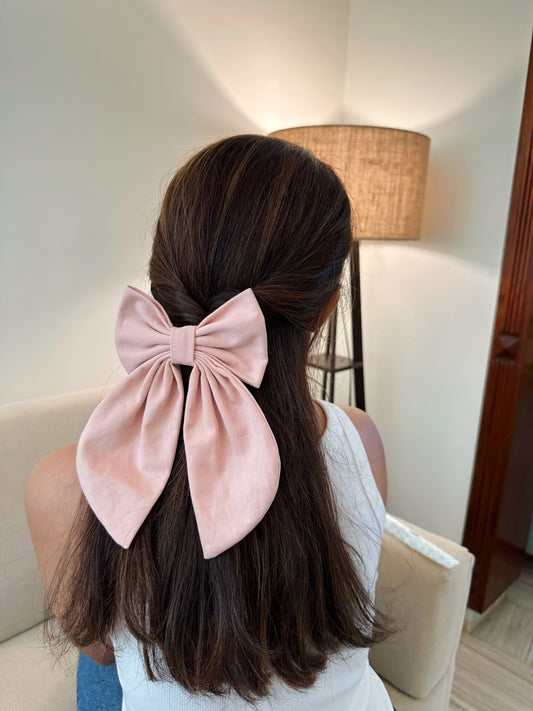 Peachy Denim Tail Bow