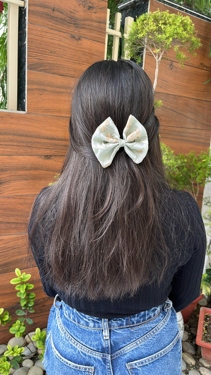 Organza Embroidered Double Layered Hairbow